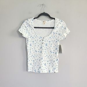 BillABong White Floral Top Size L